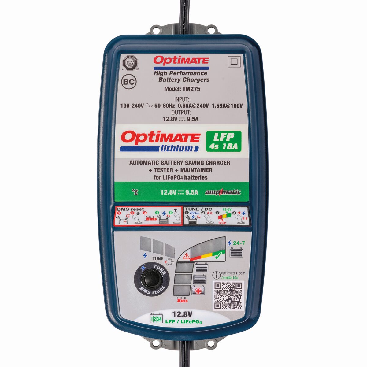 Image of Optimateâ„¢ Lithium LFP 4S 10A Battery Charger by TECMATE.