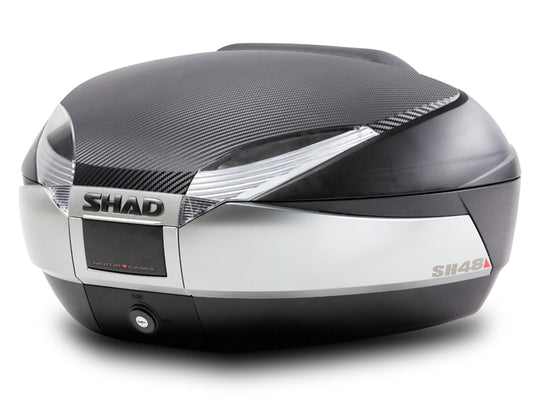 Image of SH48 Top Box Black/Titanium inc Backrest And Carbon Cover by SHAD.
