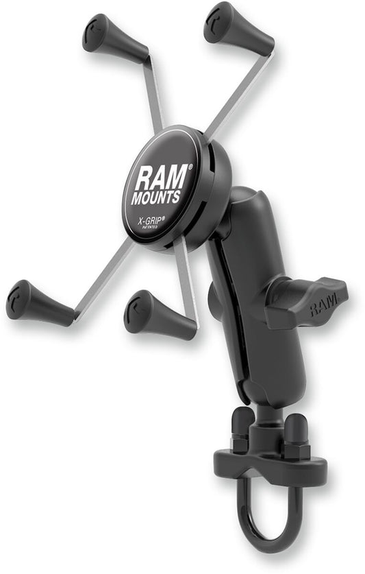 Image of Handlebar Rail Mount with U-Bolt Base and Universal X-GripÂ® Cradle by RAM MOUNTS.