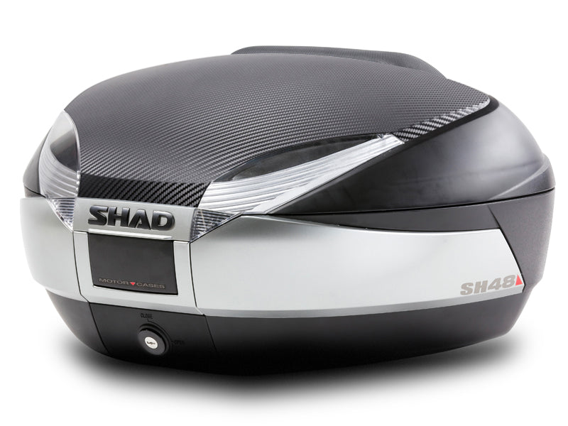 Image of SH48 Top Box Black/Titanium inc Backrest And Carbon Cover by SHAD.