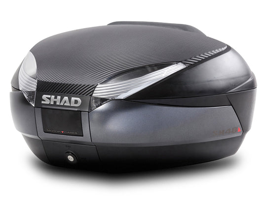 Image of SH48 Top Box Black/Dark Grey inc Backrest And Carbon Cover by SHAD.